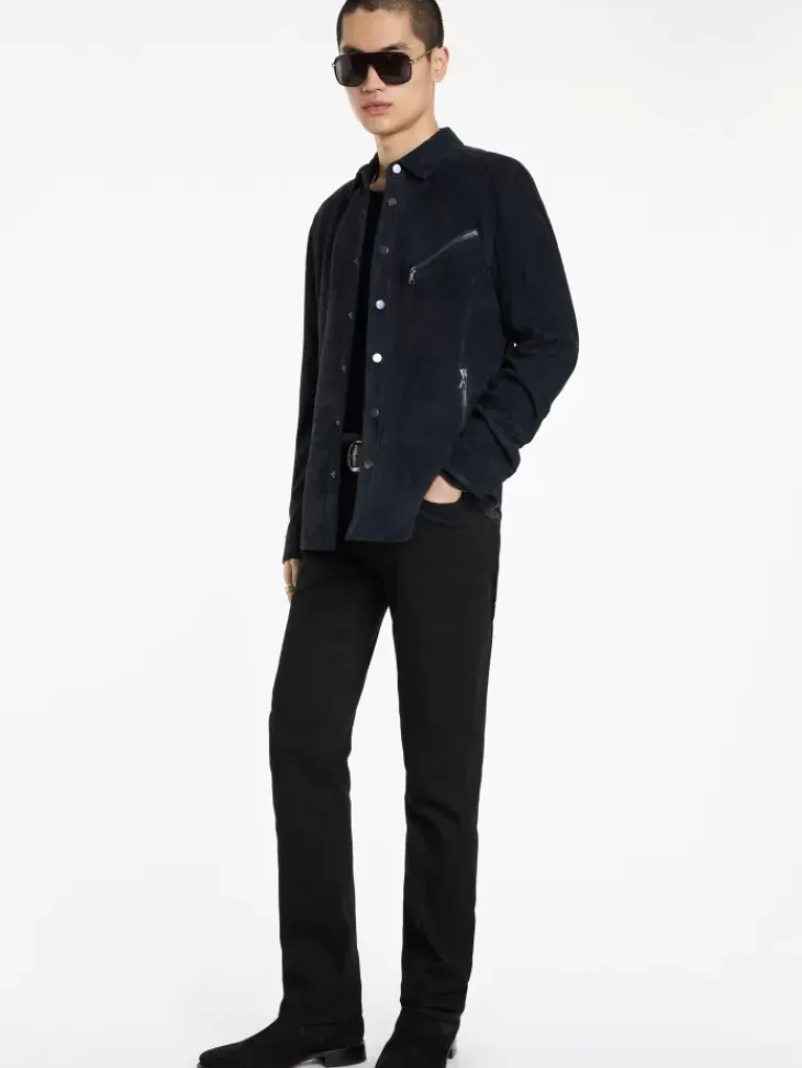 Leather Jackets|Leather Jackets>John Varvatos KADD SHIRT JACKET MIDNIGHT