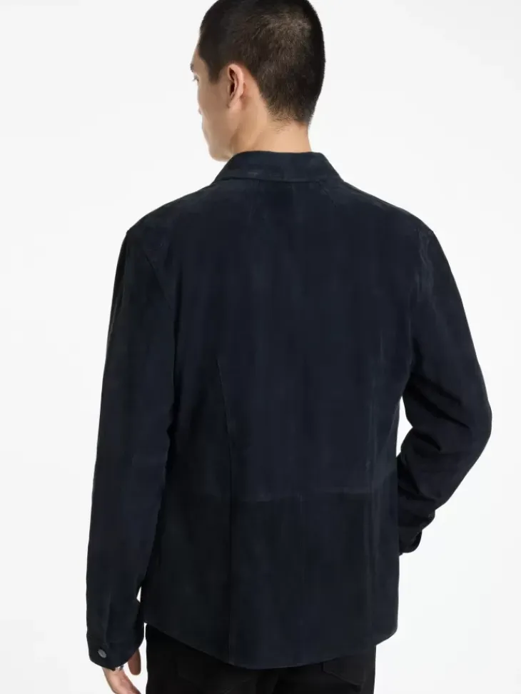 Leather Jackets|Leather Jackets>John Varvatos KADD SHIRT JACKET MIDNIGHT
