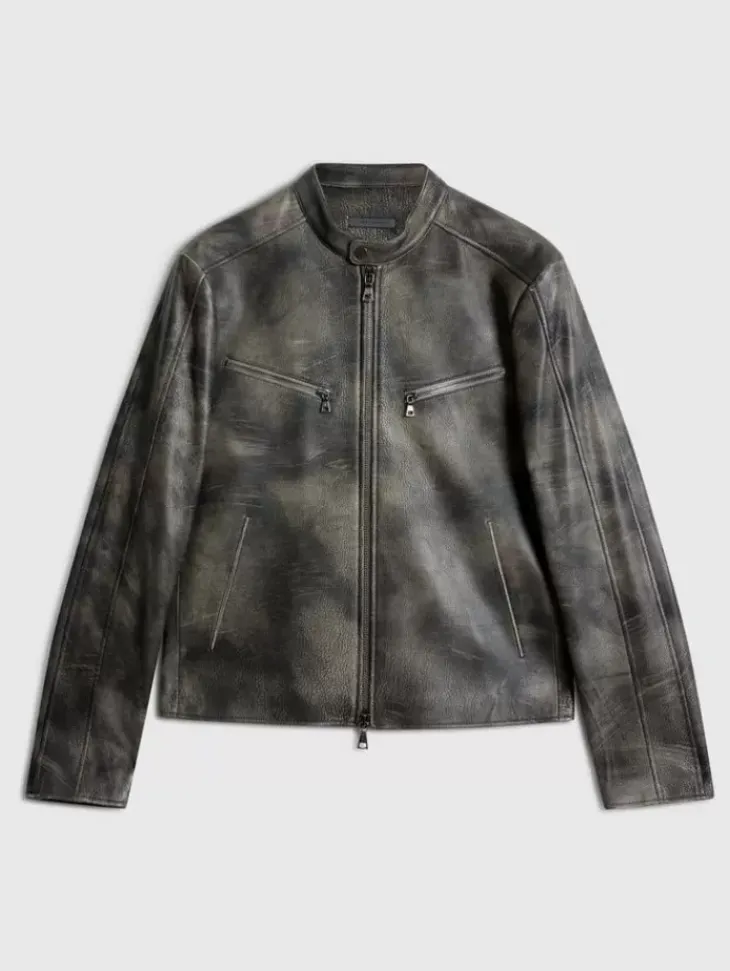 Coats And Jackets|Leather Jackets>John Varvatos KEELER RACER JACKET CARBON