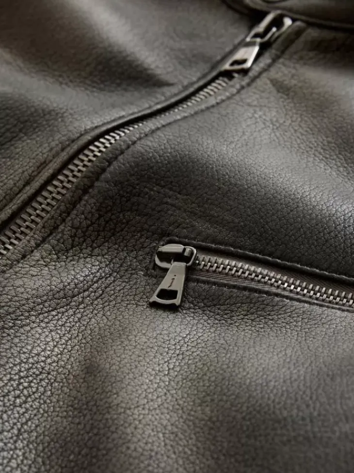 Coats And Jackets|Leather Jackets>John Varvatos KEELER RACER JACKET CARBON