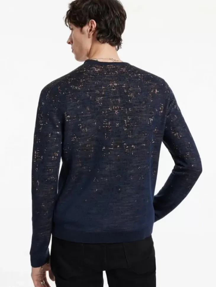 Tops>John Varvatos LEAO CREWNECK SWEATER INDIGO