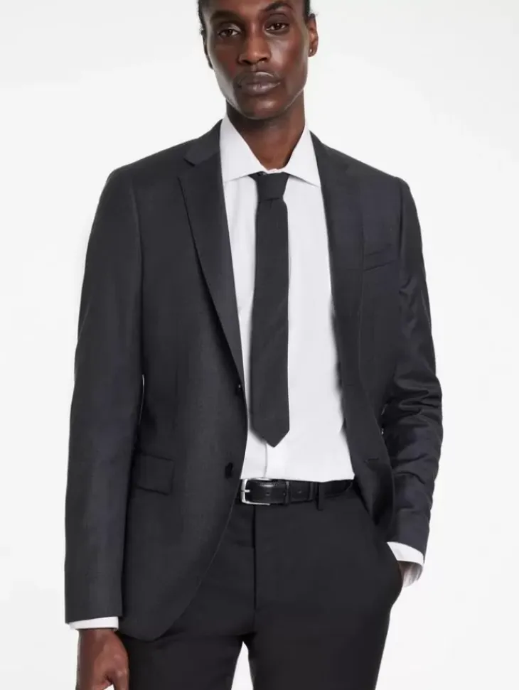 Scarves & Ties>John Varvatos LEONE SLIM TIE DKSTEELHTR