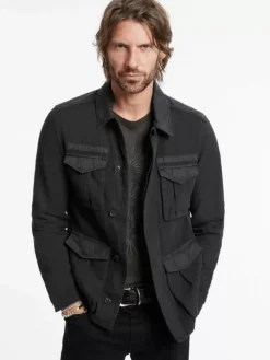 Leather & Outerwear|Tops>John Varvatos LUIS FIELD JACKET BLACK