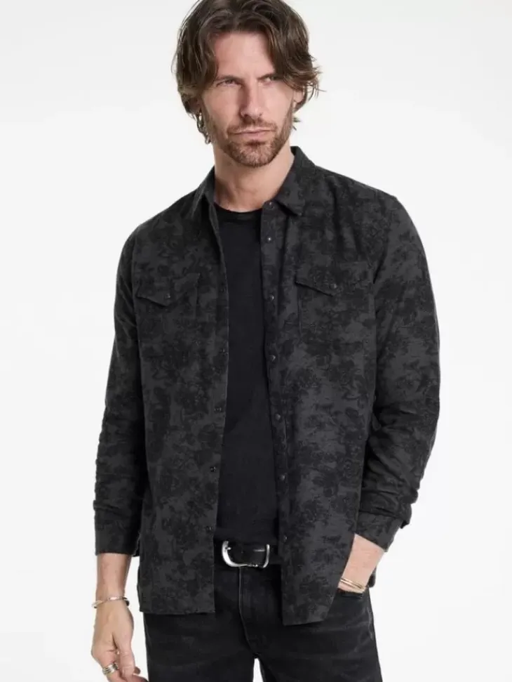 Shirts>John Varvatos MARSHALL WESTERN SHIRT CONCRETEGRE