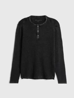 Henleys>John Varvatos MEMPHIS WAFFLE HENLEY BLACK