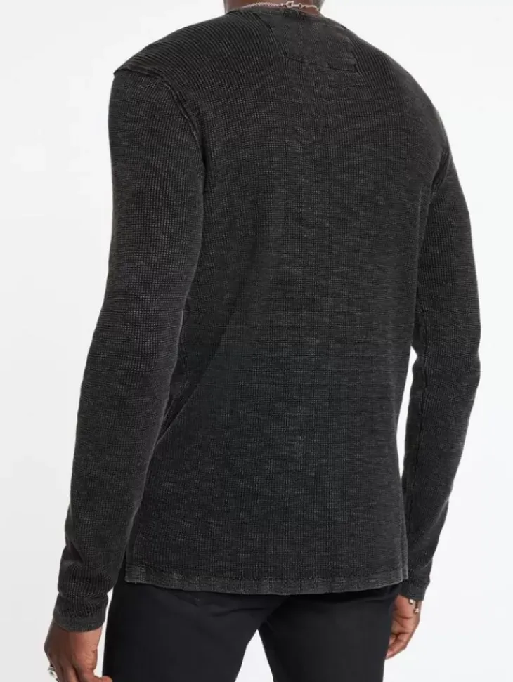 Henleys>John Varvatos MEMPHIS WAFFLE HENLEY BLACK