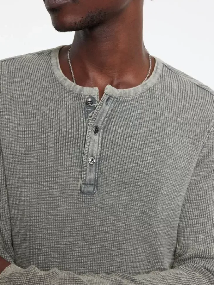 Henleys>John Varvatos MEMPHIS WAFFLE HENLEY GREYHTHR