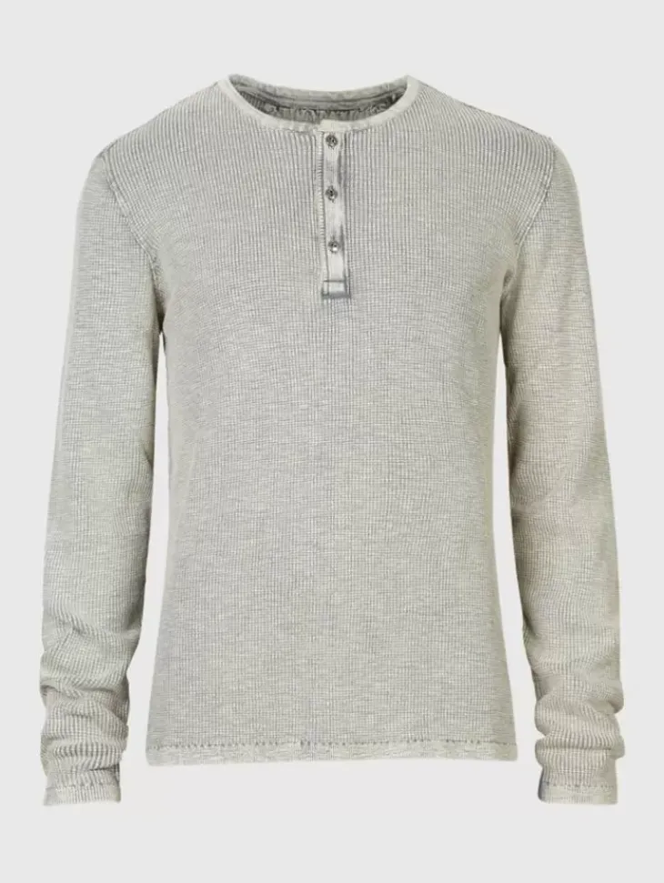 Henleys>John Varvatos MEMPHIS WAFFLE HENLEY GREYHTHR