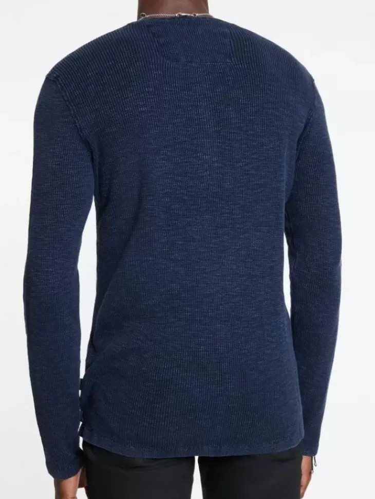 Henleys>John Varvatos MEMPHIS WAFFLE HENLEY NAVY