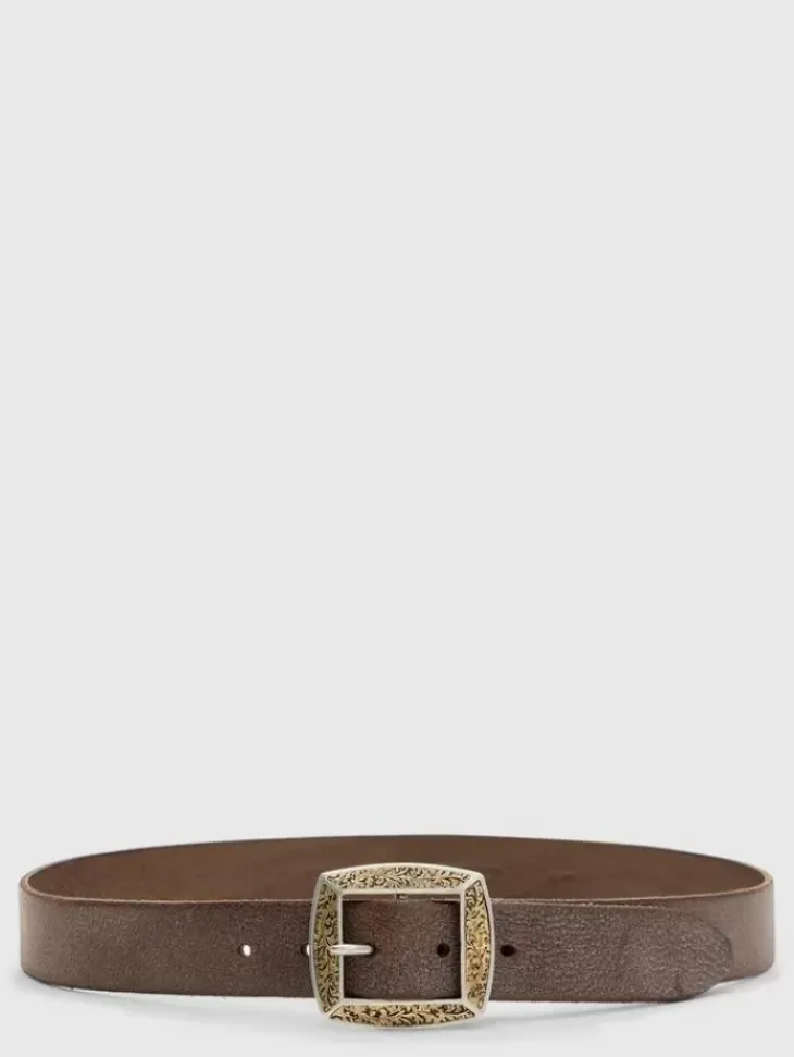Belts|Leather Belts>John Varvatos MERCER FILIGREE BELT BROWNSTONE