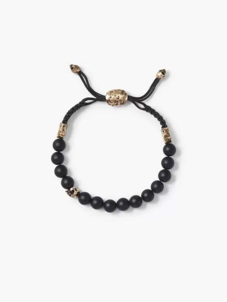 Jewelry>John Varvatos 8MM BRASS SKULL WITH COLOR BEADS BLACK