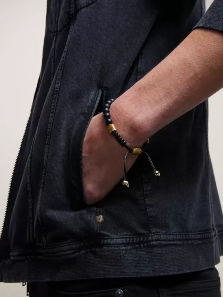 Jewelry>John Varvatos 8MM BRASS SKULL WITH COLOR BEADS BLACK