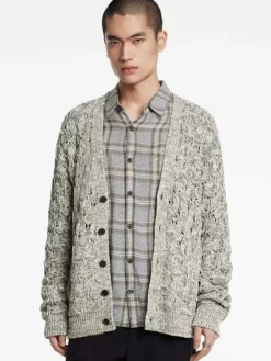 Leather & Outerwear|Tops>John Varvatos MOTHE CARDIGAN DEEPOLIVE