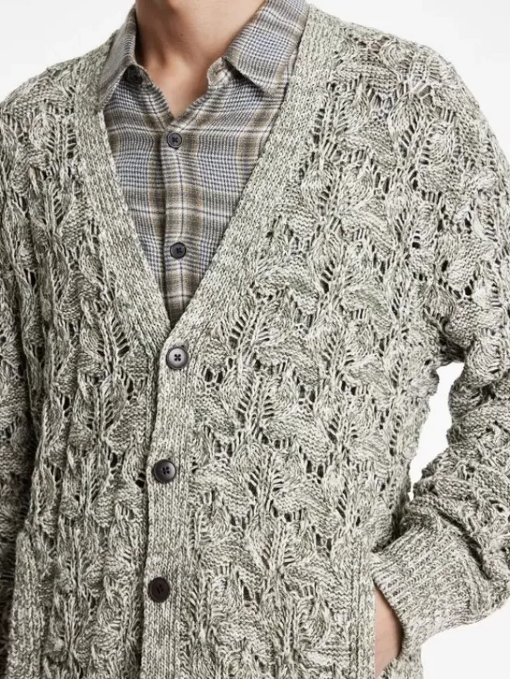 Leather & Outerwear|Tops>John Varvatos MOTHE CARDIGAN DEEPOLIVE