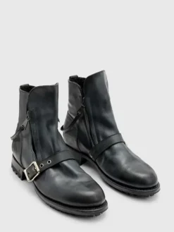 Boots|Leather Boots>John Varvatos MOTO SHEARLING BOOT BLACK
