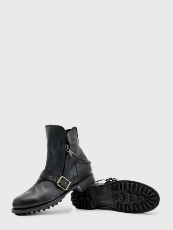 Boots|Leather Boots>John Varvatos MOTO SHEARLING BOOT BLACK