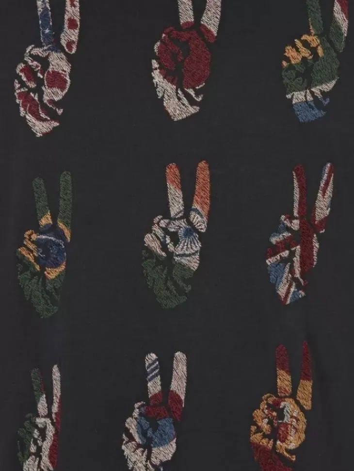 Graphic Tees>John Varvatos MULTI PEACE HAND TEE BLACK
