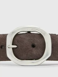 Belts|Leather Belts>John Varvatos NOVA SUEDE BELT LEAD