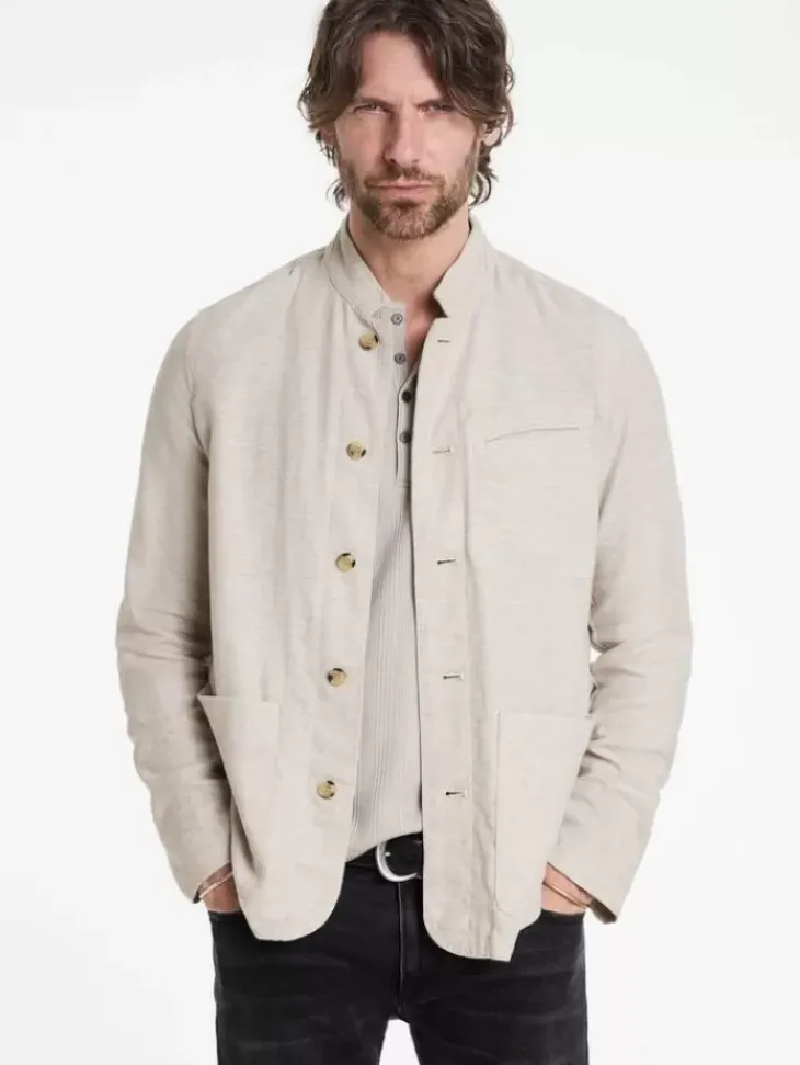 Leather & Outerwear|Tops>John Varvatos OFFICER FIELD JACKET ECRU