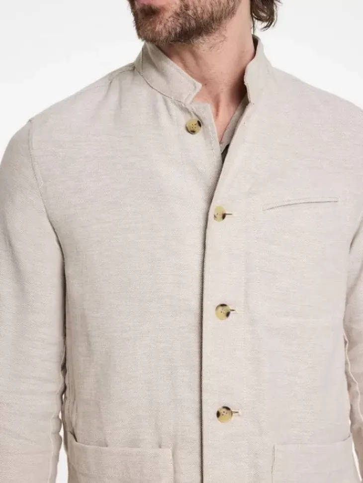 Leather & Outerwear|Tops>John Varvatos OFFICER FIELD JACKET ECRU