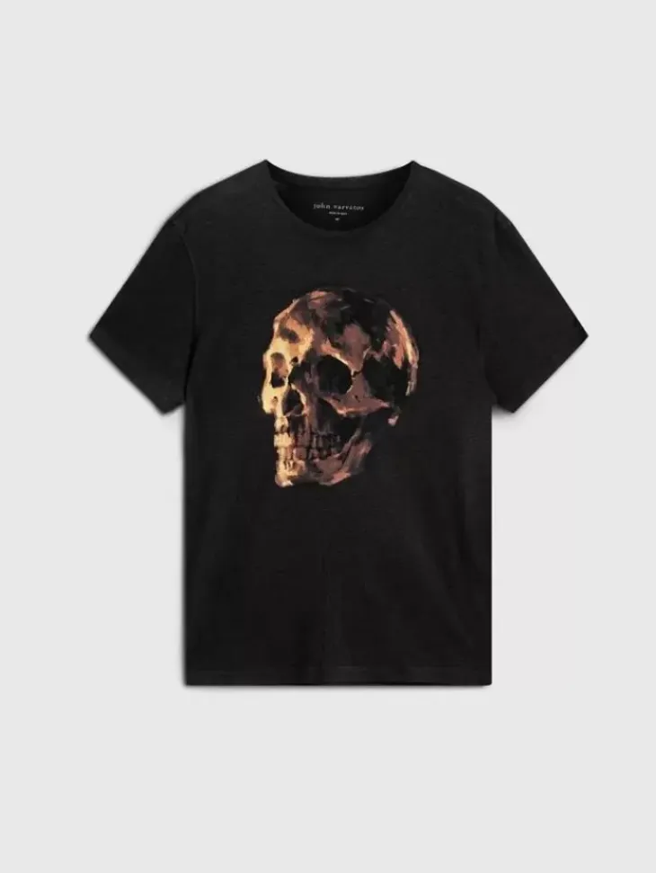 Graphic Tees>John Varvatos OIL SKULL TEE BLACK