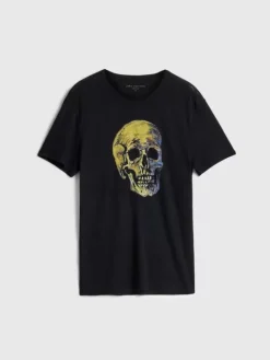 Tops>John Varvatos PAINTED SKULL TEE BLACK