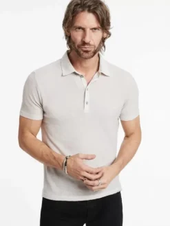 Tops>John Varvatos PALOMA POLO CHARCOAL/TURTLEDOVE