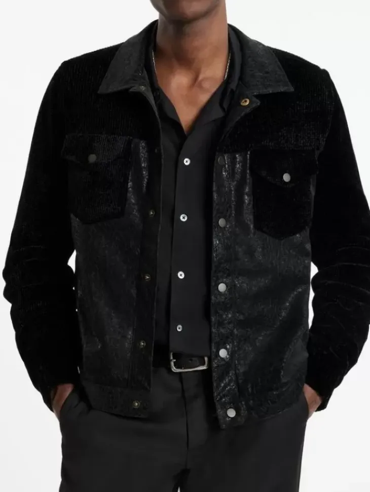 Leather & Outerwear|Tops>John Varvatos PASSAIC TRUCKER JACKET BLACK