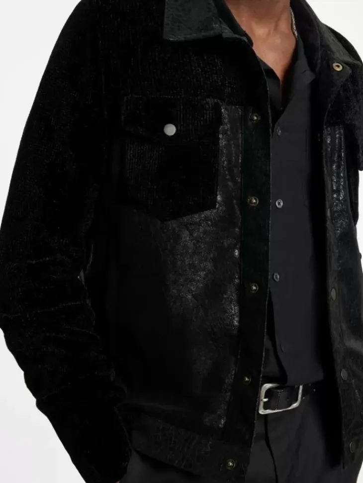 Leather & Outerwear|Tops>John Varvatos PASSAIC TRUCKER JACKET BLACK