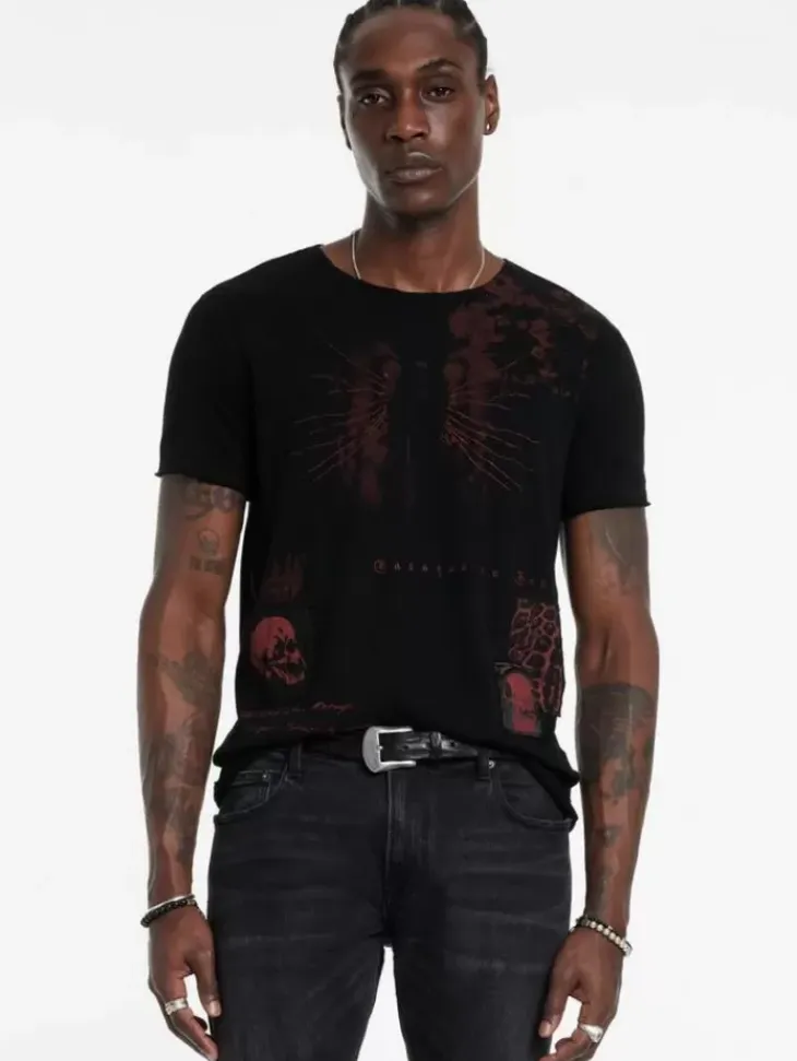 Graphic Tees>John Varvatos PATCH TEE BLACK