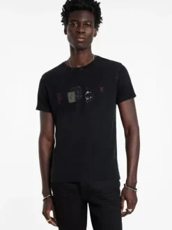 Graphic Tees>John Varvatos PEACE EMBELLISHED TEE BLACK