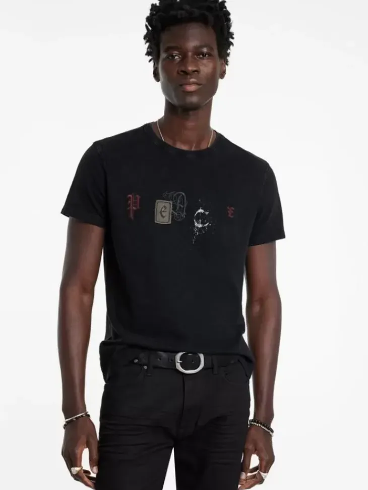 Graphic Tees>John Varvatos PEACE EMBELLISHED TEE BLACK