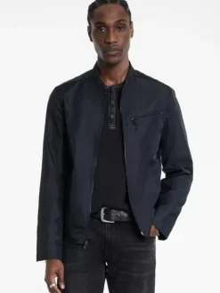 Leather & Outerwear|Tops>John Varvatos RACER JACKET NAVY