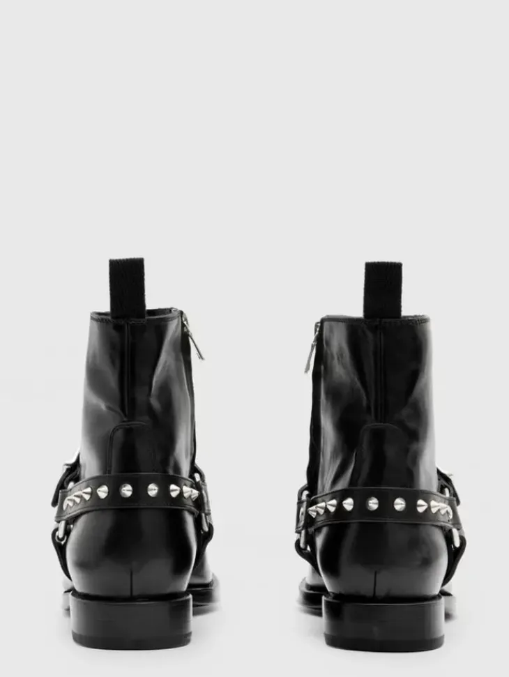 Boots|Leather Boots>John Varvatos REGENT HARNESS BOOT BLACK