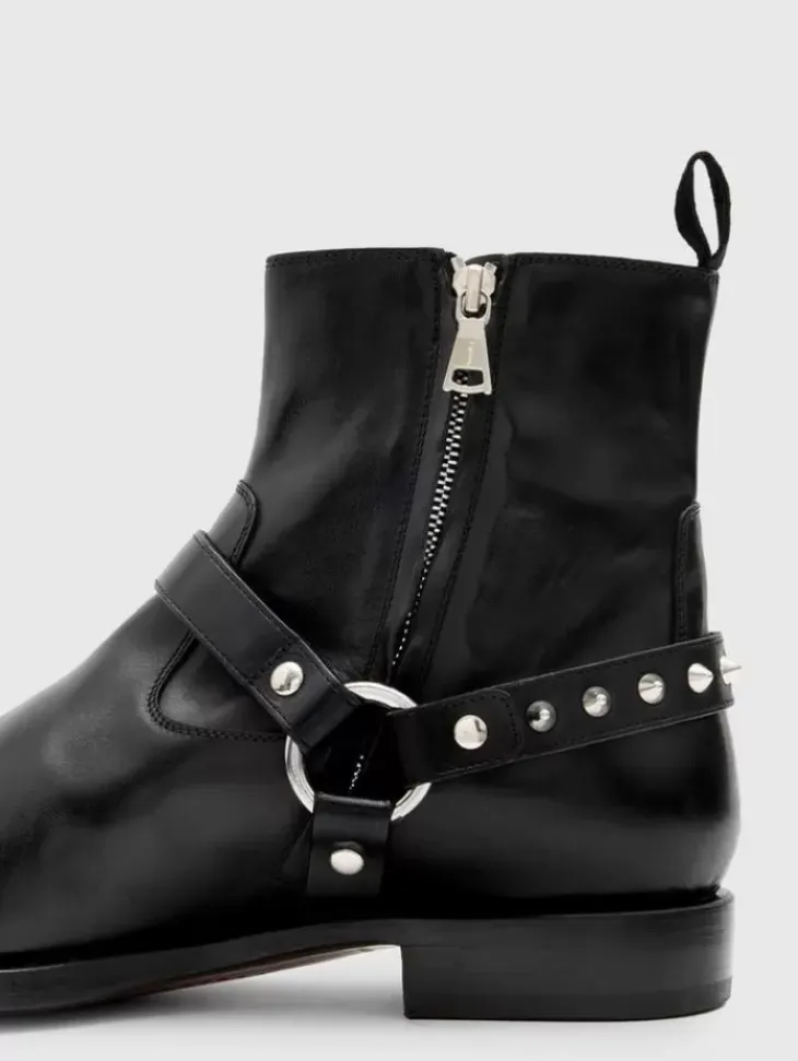 Boots|Leather Boots>John Varvatos REGENT HARNESS BOOT BLACK