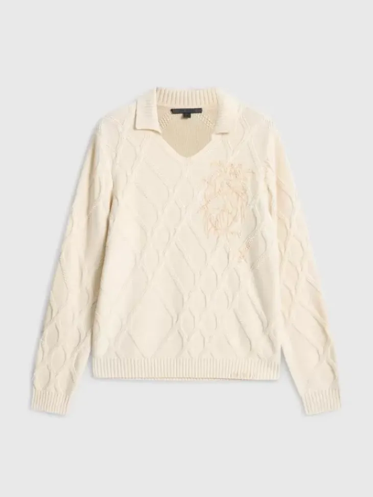 Polos|Sweaters>John Varvatos ROBIN SWEATER POLO ECRU