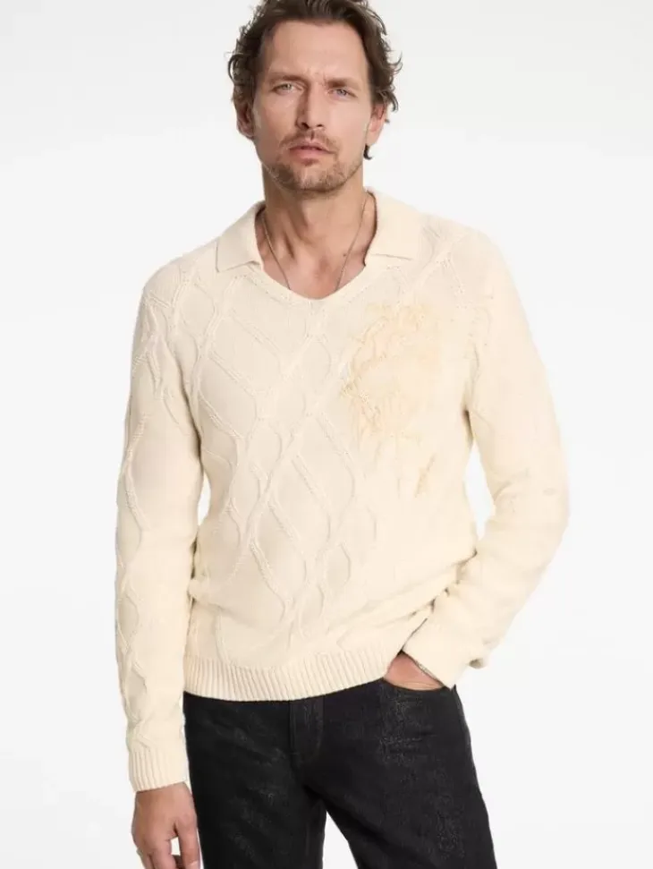 Polos|Sweaters>John Varvatos ROBIN SWEATER POLO ECRU