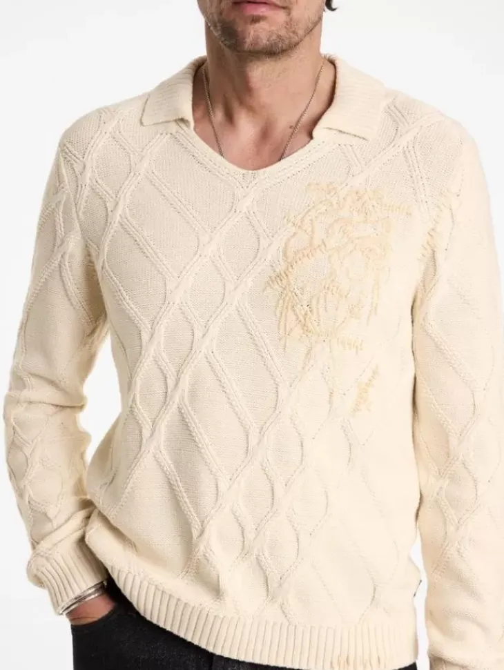 Polos|Sweaters>John Varvatos ROBIN SWEATER POLO ECRU