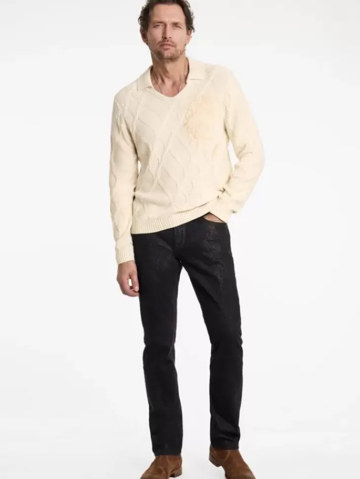 Polos|Sweaters>John Varvatos ROBIN SWEATER POLO ECRU