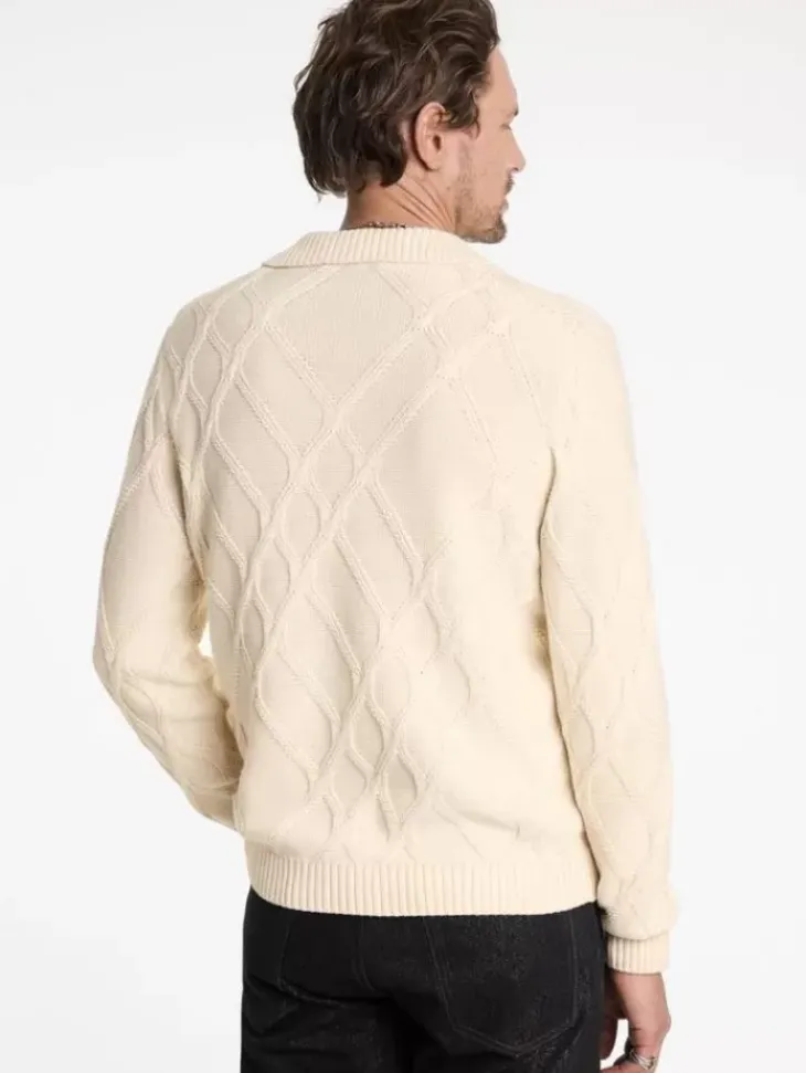 Polos|Sweaters>John Varvatos ROBIN SWEATER POLO ECRU