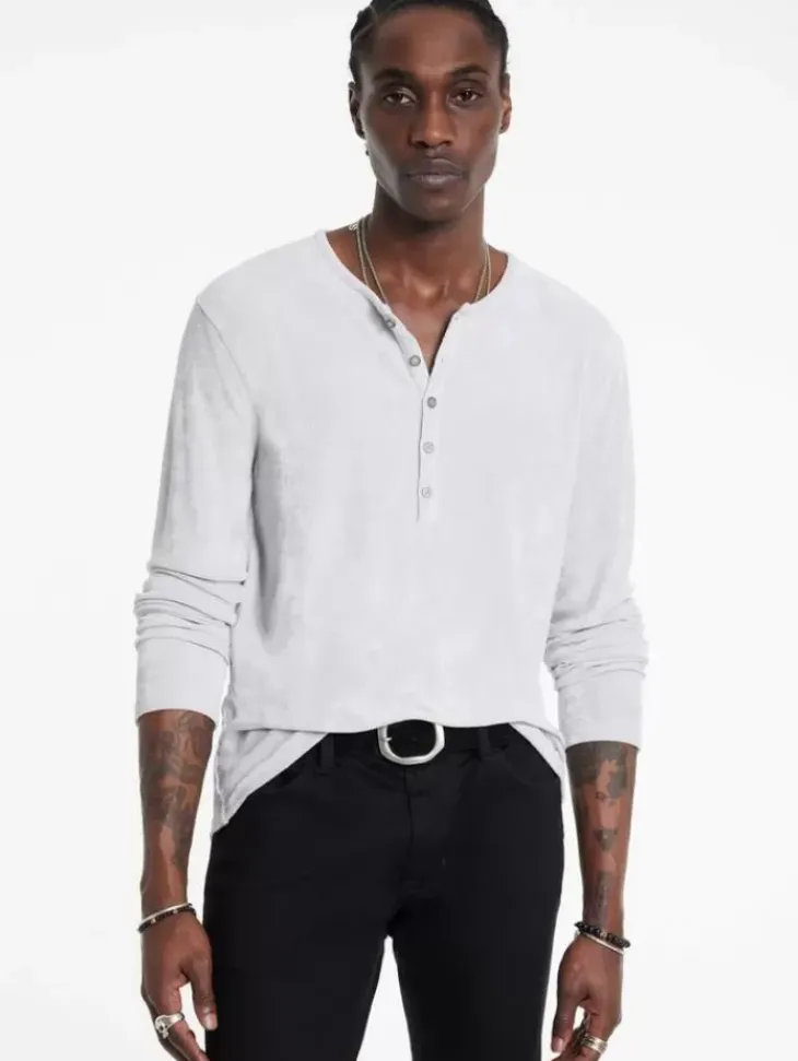 Henleys>John Varvatos ROSARIO HENLEY CHARCOAL/TURTLEDOVE