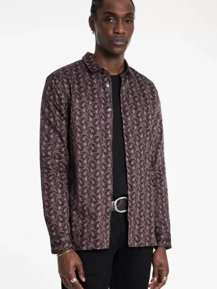 Tops>John Varvatos ROSS SHIRT BURGUNDY
