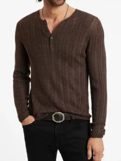 Tops>John Varvatos SALETE HENLEY WOODBROWN