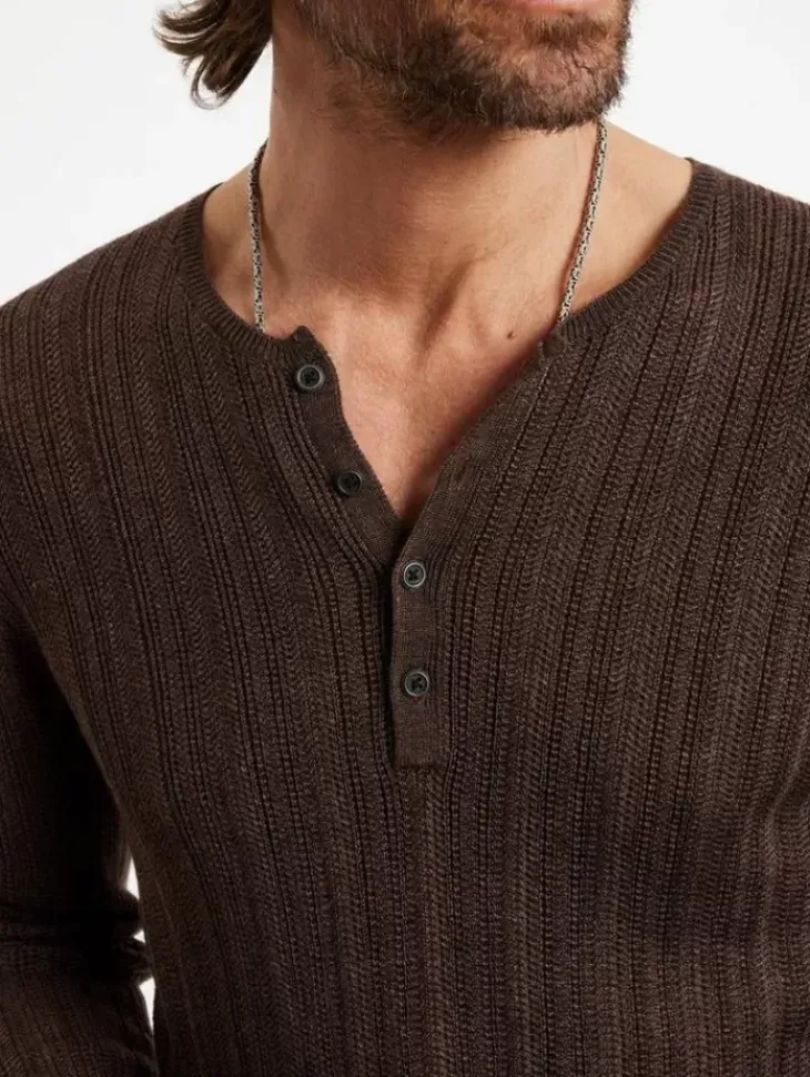 Tops>John Varvatos SALETE HENLEY WOODBROWN