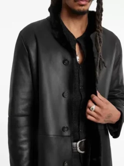 Tops|Leather & Outerwear>John Varvatos SICKLEN SHEARLING BLACK