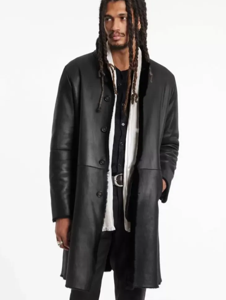 Tops|Leather & Outerwear>John Varvatos SICKLEN SHEARLING BLACK