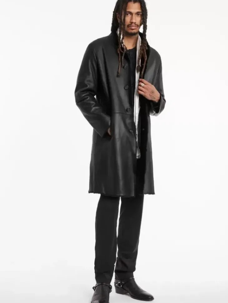 Tops|Leather & Outerwear>John Varvatos SICKLEN SHEARLING BLACK