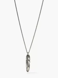 Jewelry>John Varvatos SILVER FEATHER NECKLACE BLACK