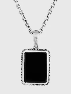 Jewelry>John Varvatos SNAKESKIN PENDANT NECKLACE BLACK