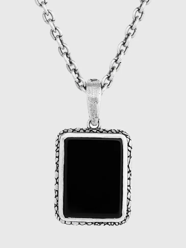 Jewelry>John Varvatos SNAKESKIN PENDANT NECKLACE BLACK